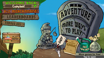 Plants vs Zombies login page